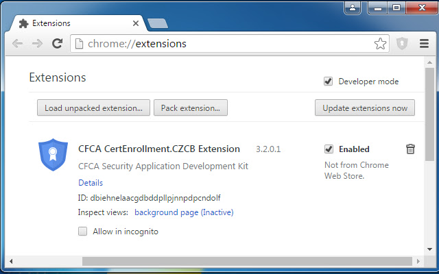 CFCA CertEnrollment.CZCB Extension  from Chrome web store to be run with OffiDocs Chromium online