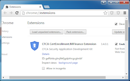 CFCA CertEnrollment.MiFinance Extension  from Chrome web store to be run with OffiDocs Chromium online