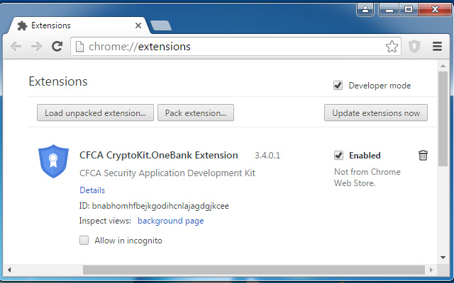 CFCA CertEnrollment.OneBank Extension  from Chrome web store to be run with OffiDocs Chromium online