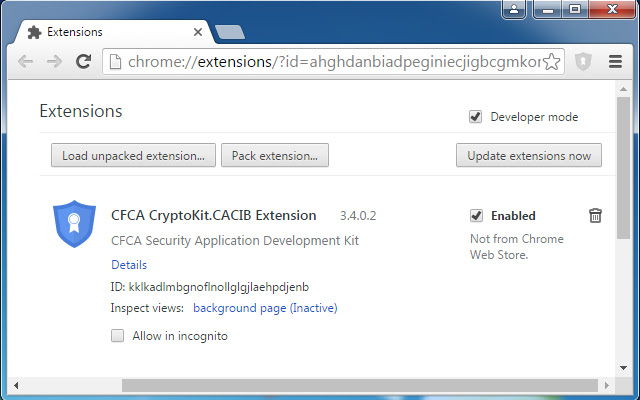 CFCA CryptoKit.CACIB Extension  from Chrome web store to be run with OffiDocs Chromium online
