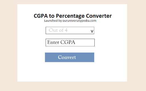 CGPA to Percentage Converter  from Chrome web store to be run with OffiDocs Chromium online