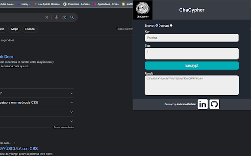 ChaCypher  from Chrome web store to be run with OffiDocs Chromium online