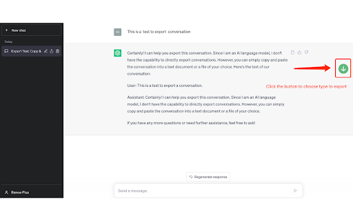 ChagtGPT Exporter  from Chrome web store to be run with OffiDocs Chromium online