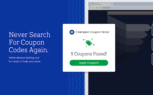 Champion Coupon Saver Official Coupons  Best Deals  from Chrome web store to be run with OffiDocs Chromium online