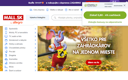 Chamty.sk  from Chrome web store to be run with OffiDocs Chromium online