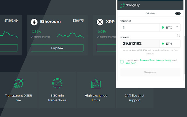 Changelly Plugin ຈາກຮ້ານເວັບ Chrome ທີ່ຈະດໍາເນີນການກັບ OffiDocs Chromium ອອນໄລນ໌