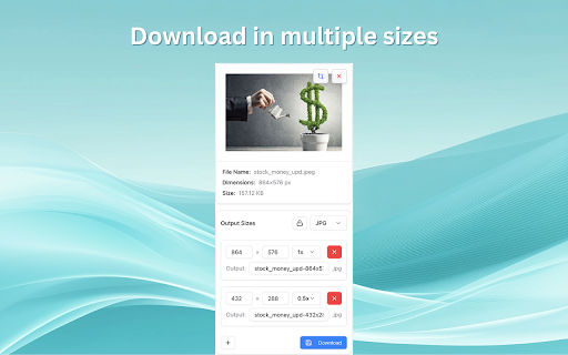 Change size of image  from Chrome web store to be run with OffiDocs Chromium online