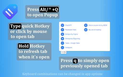 Change Tab Shortcut  from Chrome web store to be run with OffiDocs Chromium online