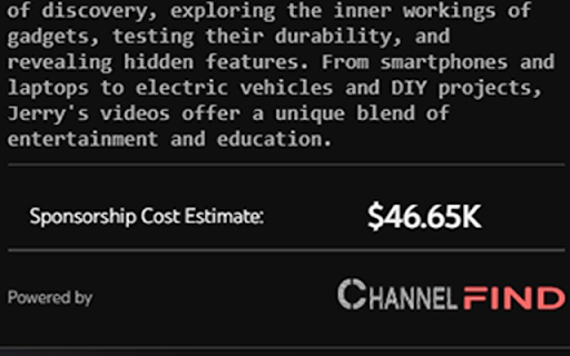 Channel Find YouTube Stats Viewer  from Chrome web store to be run with OffiDocs Chromium online