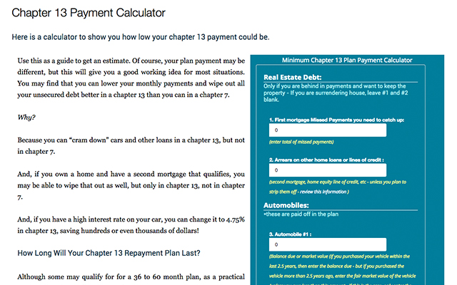 Chapter 13 Payment Calculator  from Chrome web store to be run with OffiDocs Chromium online