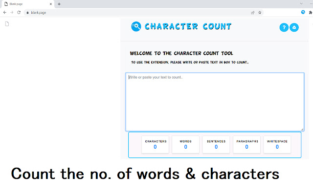 Character Count Tool  from Chrome web store to be run with OffiDocs Chromium online