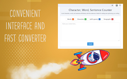 Character, Word, Sentence Counter  from Chrome web store to be run with OffiDocs Chromium online