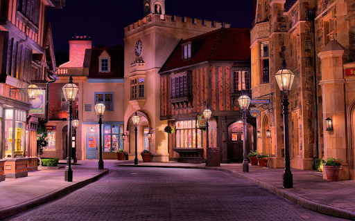 Charming European Street at Night  from Chrome web store to be run with OffiDocs Chromium online