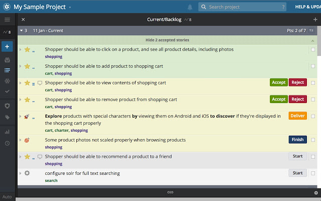 Charters for Pivotal Tracker  from Chrome web store to be run with OffiDocs Chromium online