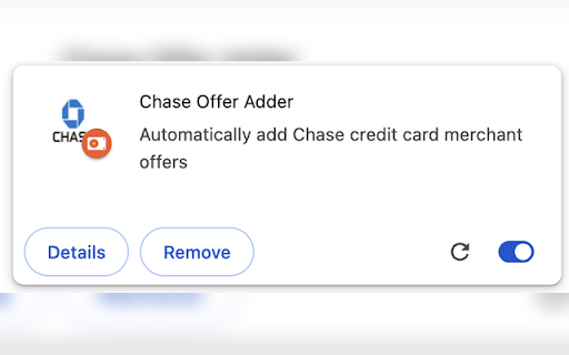 Chase Offer Adder  from Chrome web store to be run with OffiDocs Chromium online