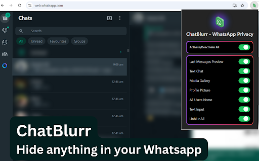 ChatBlurr WhatsApp Privacy  from Chrome web store to be run with OffiDocs Chromium online