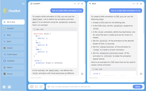 ChatBot AI ChatGPT  Claude  Bard  Bing  from Chrome web store to be run with OffiDocs Chromium online