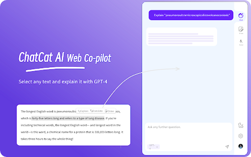 ChatCat Your browser AI Assistant  from Chrome web store to be run with OffiDocs Chromium online