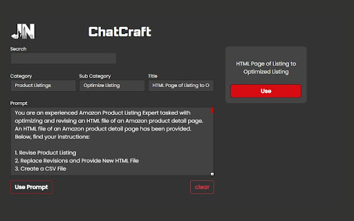 ChatCraft Amazon Seller ChatGPT Prompts  from Chrome web store to be run with OffiDocs Chromium online