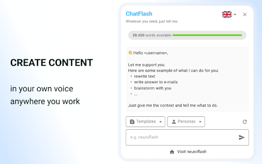 ChatFlash – ChatGPT with your own voice  from Chrome web store to be run with OffiDocs Chromium online