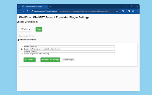 ChatFlow: ChatGPT Prompt Populator  from Chrome web store to be run with OffiDocs Chromium online