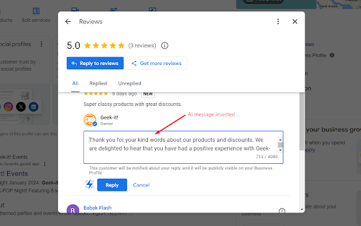 ChatGPT AI assistant for Google Reviews and Questions  from Chrome web store to be run with OffiDocs Chromium online