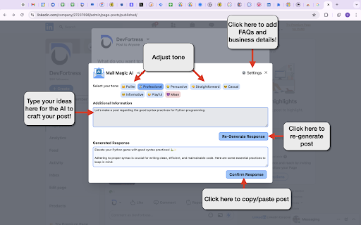 ChatGPT AI assistant for LinkedIn™  from Chrome web store to be run with OffiDocs Chromium online