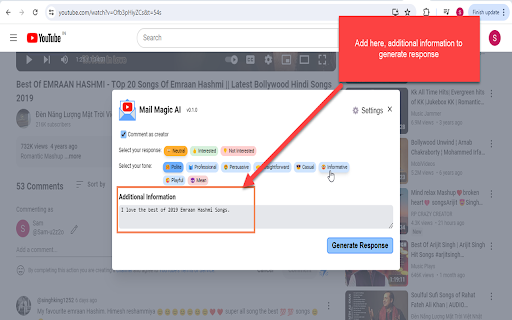 ChatGPT AI assistant for Youtube comments  from Chrome web store to be run with OffiDocs Chromium online