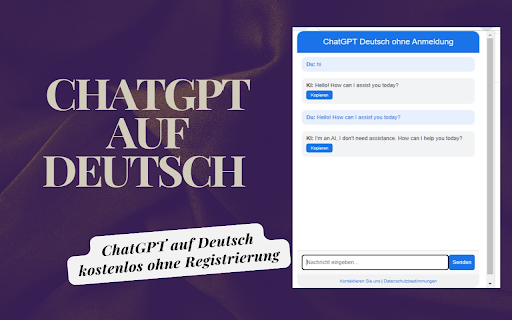 ChatGPT auf Deutsch kostenlos ohne Registrierung  from Chrome web store to be run with OffiDocs Chromium online