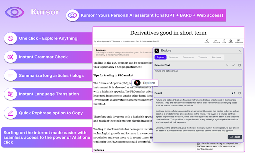 ChatGPT, Bing  Bard For Chrome: Kursor  from Chrome web store to be run with OffiDocs Chromium online