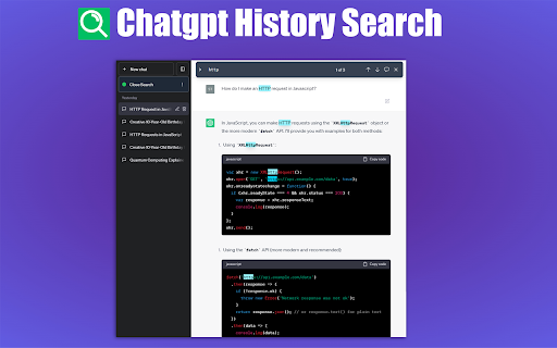 ChatGPT Chat History Search  from Chrome web store to be run with OffiDocs Chromium online