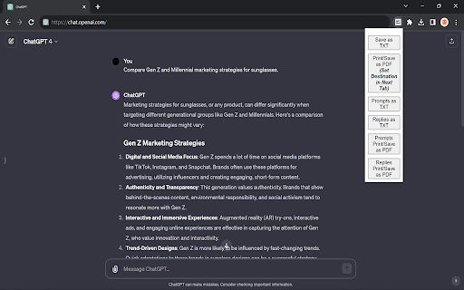 ChatGPT Chat SAVE  from Chrome web store to be run with OffiDocs Chromium online