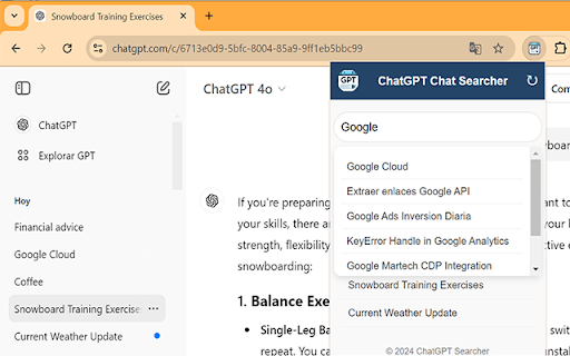 ChatGPT Chat Searcher  from Chrome web store to be run with OffiDocs Chromium online