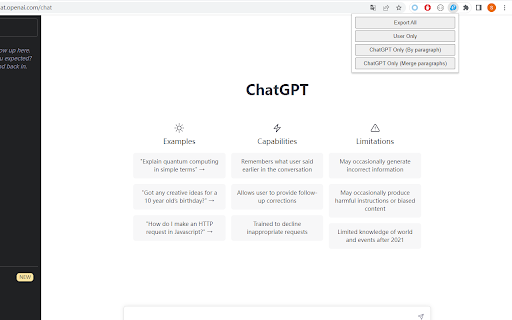 ChatGPT Content Extractor  from Chrome web store to be run with OffiDocs Chromium online