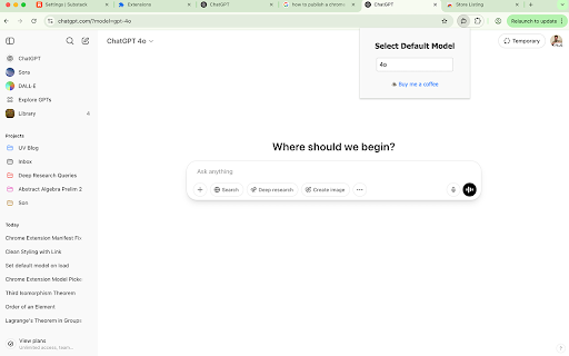 ChatGPT Default Model  from Chrome web store to be run with OffiDocs Chromium online