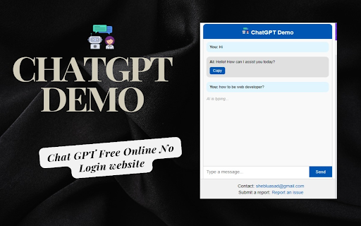 ChatGPT Demo Chat GPT Free Online No Login website  from Chrome web store to be run with OffiDocs Chromium online