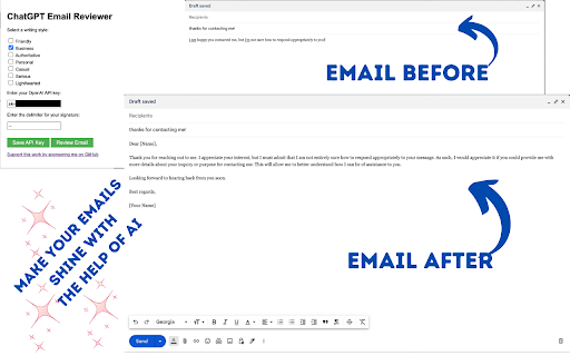 ChatGPT Email Reviewer  from Chrome web store to be run with OffiDocs Chromium online