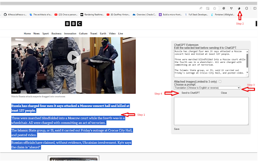 ChatGPT Extension  from Chrome web store to be run with OffiDocs Chromium online