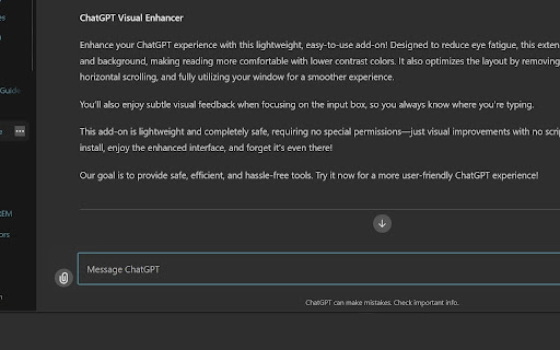 ChatGPT Eye Comfort Theme Free from Chrome web store to be run with OffiDocs Chromium online ChatGPT Eye Comfort Theme Free from Chrome web store to be run with OffiDocs Chromium online