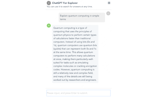 ChatGPT For Explorer  from Chrome web store to be run with OffiDocs Chromium online