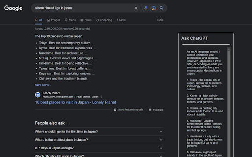 ChatGPT for Google Search  from Chrome web store to be run with OffiDocs Chromium online