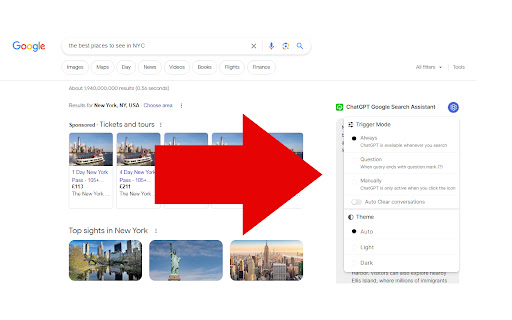 ChatGPT Google Search Assistant  from Chrome web store to be run with OffiDocs Chromium online