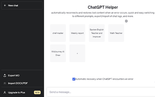 ChatGPT Helper  from Chrome web store to be run with OffiDocs Chromium online