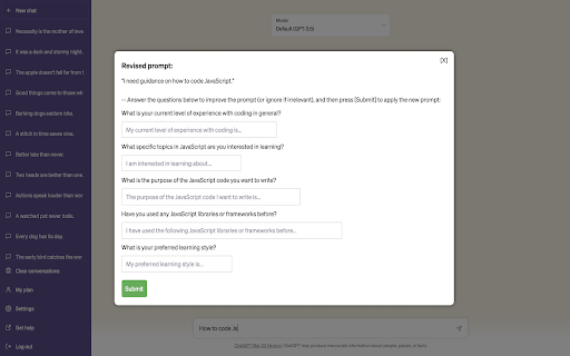 ChatGPT Helper GPTab  from Chrome web store to be run with OffiDocs Chromium online