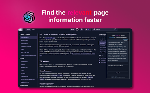 ChatGPThing  from Chrome web store to be run with OffiDocs Chromium online
