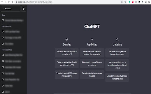ChatGPT History Blur  from Chrome web store to be run with OffiDocs Chromium online