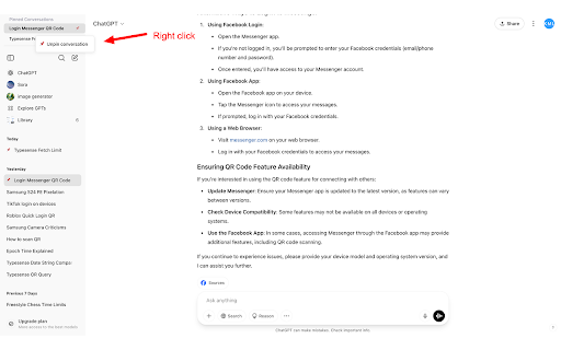 ChatGPT History Pin  from Chrome web store to be run with OffiDocs Chromium online