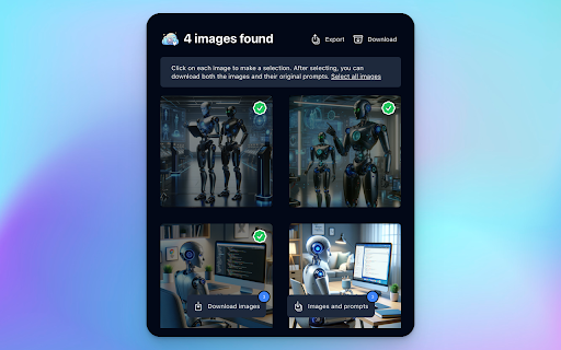 ChatGPT Images Exporter  from Chrome web store to be run with OffiDocs Chromium online