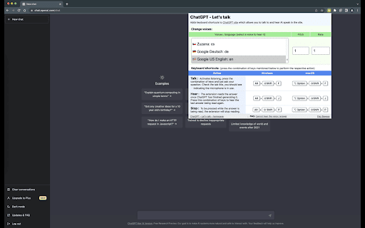 ChatGPT Lets talk  from Chrome web store to be run with OffiDocs Chromium online