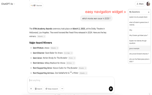 ChatGPT Message Navigator  from Chrome web store to be run with OffiDocs Chromium online